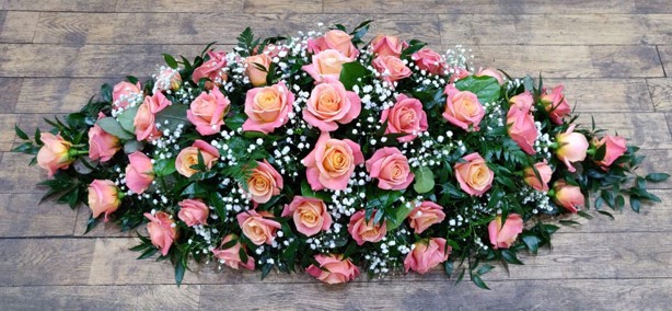 Peach Rose Casket Top