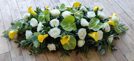 Yellow and White Casket Top